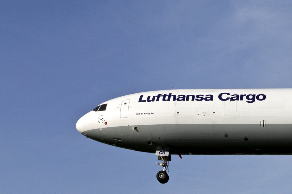 A Lufthansa cargo plane. 