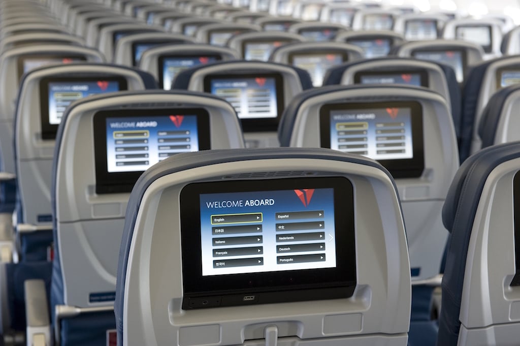 The in-flight entertainment options in Economy class on Delta's A330 aircraft. 