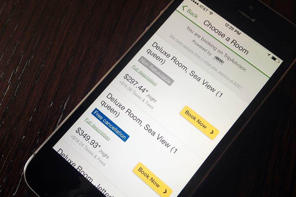 TripAdvisor has had trouble recruiting major online travel agencies for its Book on TripAdvisor feature, shown above in its iOS app.