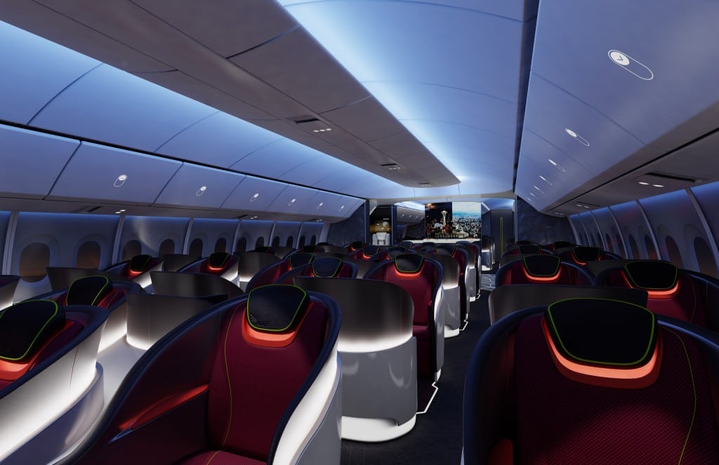 Rendering of 777X cabin interior. 