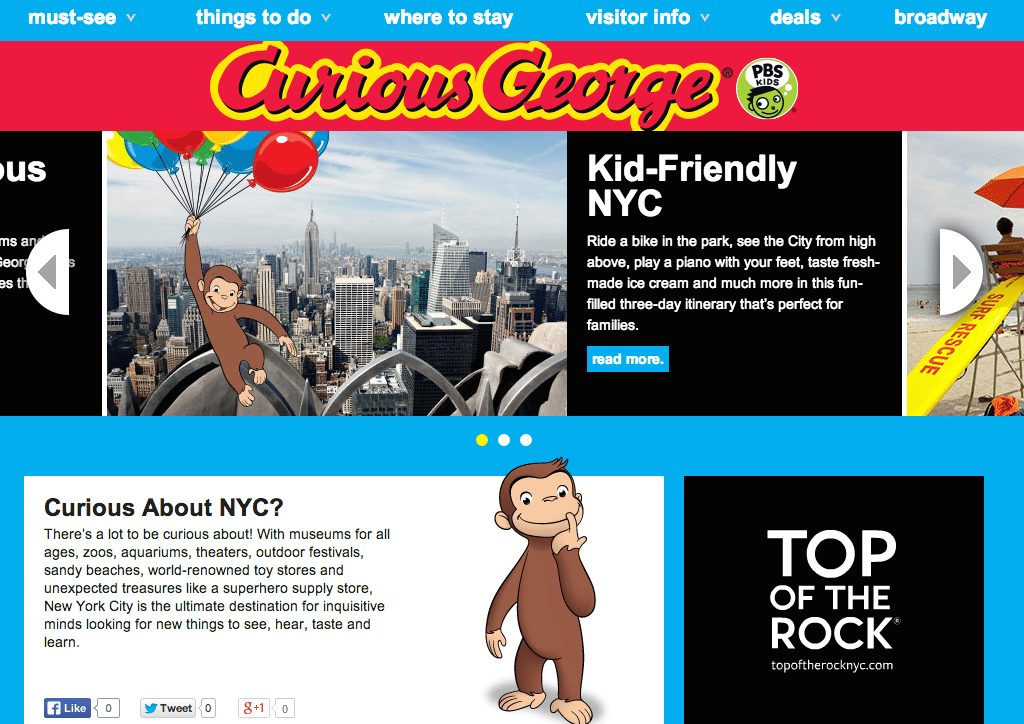 NYC & Company announces Curious George is its new family travel ambassador. 