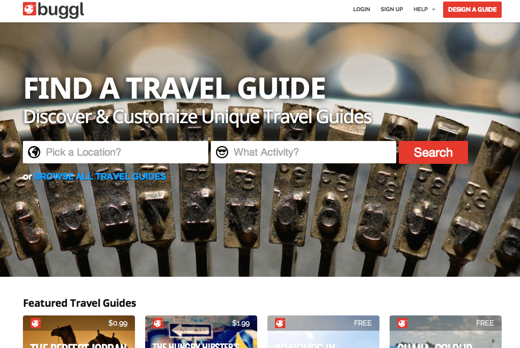 Buggl is a marketplace connecting travelers with unique and inspiring travel guides created by top insiders worldwide.