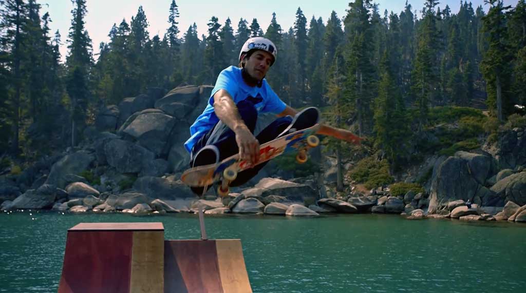 Bob Burnquist's Floating Skate Ramp in Lake Tahoe. 