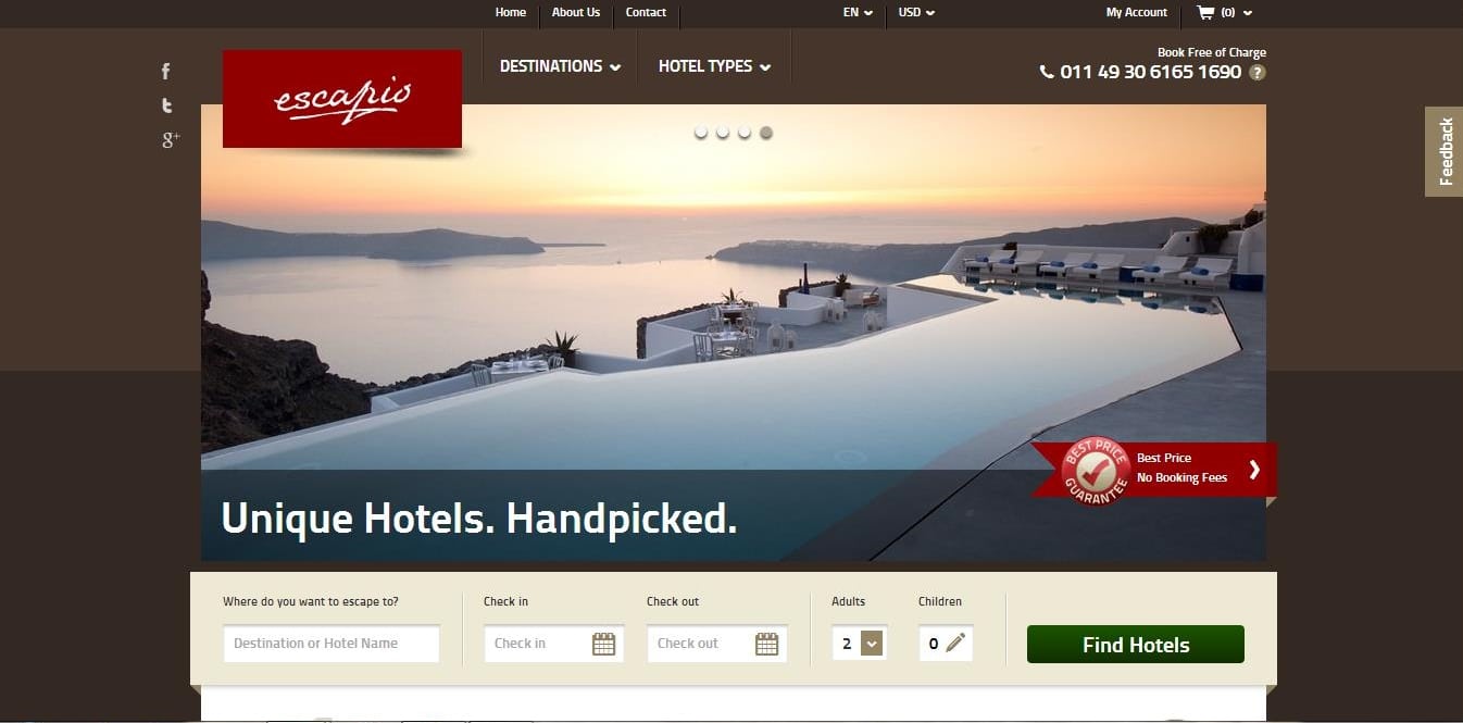 Escapio lets guests choose a hotel that is unique to their interests and trips.