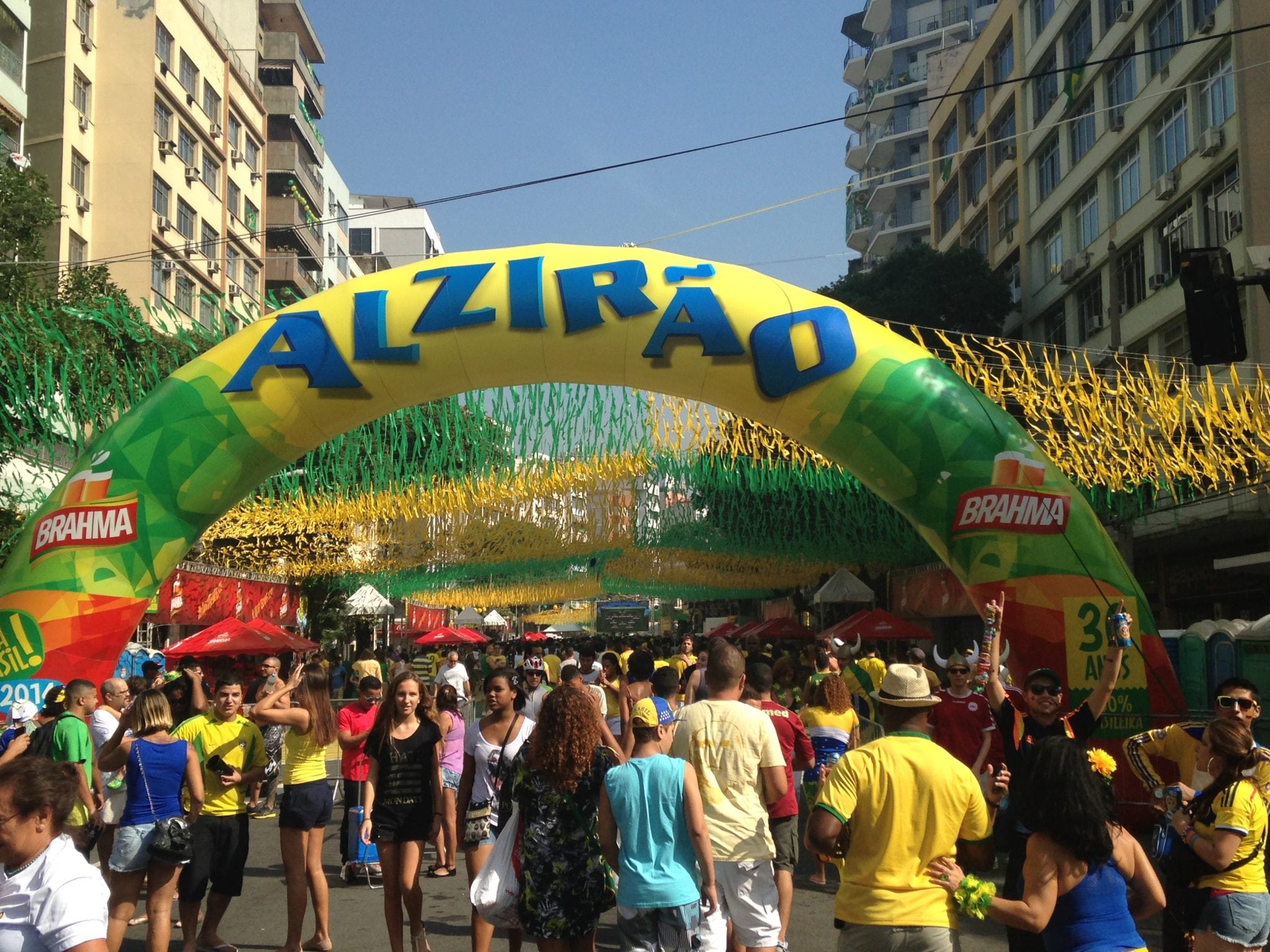 A street celebration during the World Cup in Rio de Janiero, Brazil.