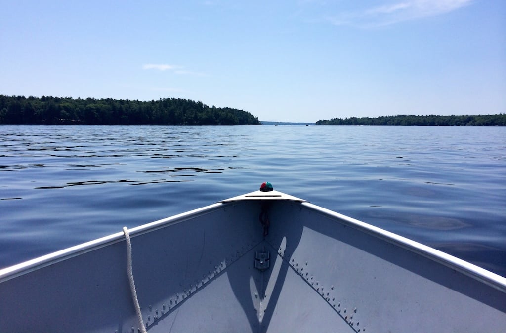 A boat on Lake Sebago, Maine.