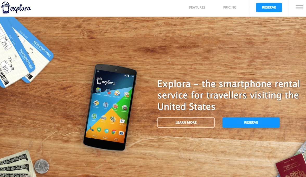 Explora is a smartphone rental service for travelers visiting the United States.