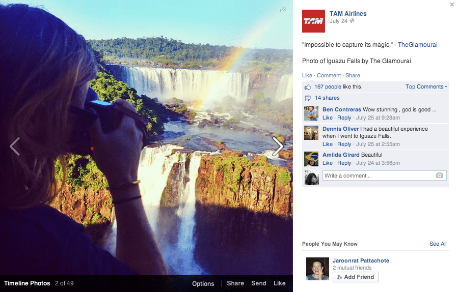 A shot of Kelly Framel of The Glamourai photographing Iguazu Falls.