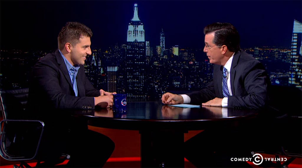 Airbnb CEO Brian Chesky on "The Colbert Report."