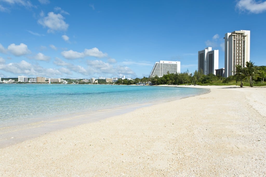 Beach kept clean by Guam's tourist board. 