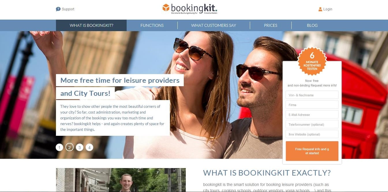 Bookingkit helps tour and activity companies sell, merchandise and administrate their services. 