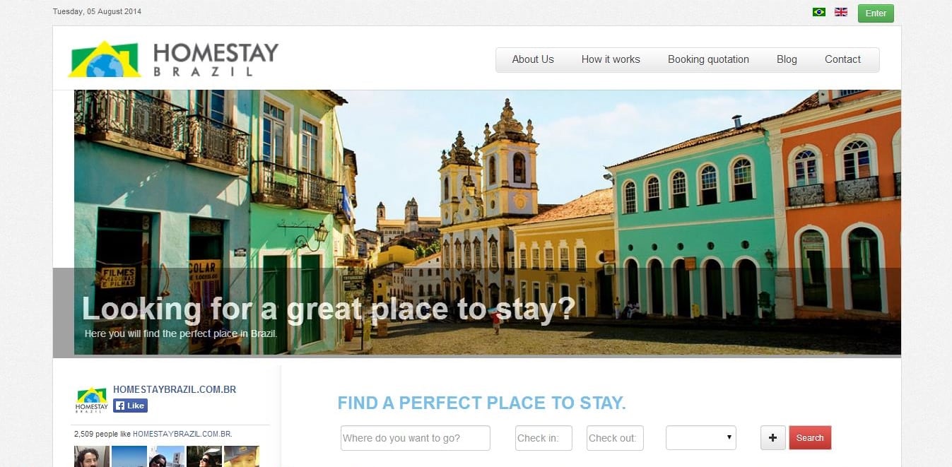 Homestay Brazil is an online community market that reserves private rooms, apartments and houses throughout the country.
