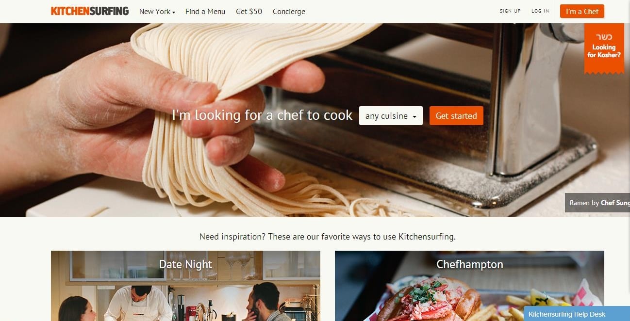 Kitchensurfing lets you find local chefs to cook for you in your home.