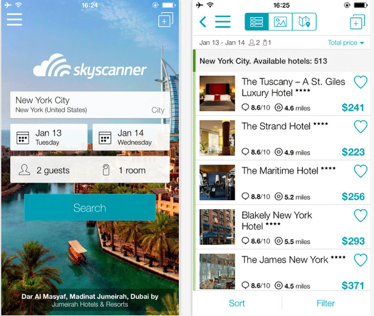 Skyscanner launched a hotel-only search app in the U.S. and most of its other markets.