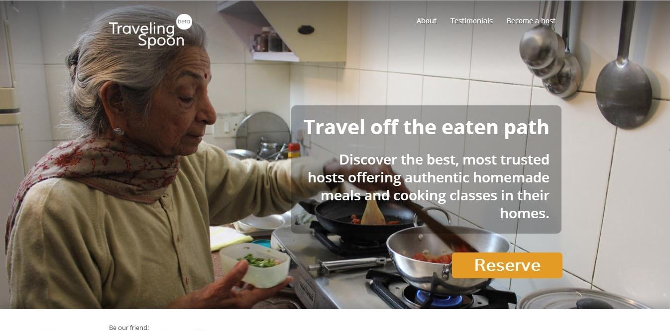 Traveling Spoon connects travelers with authentic food experiences in locals' homes.
