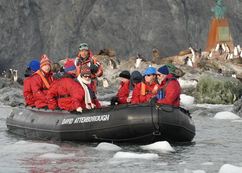 An Abercrombie & Kent guide leads groups along the remote coastlines of Antarctica. 