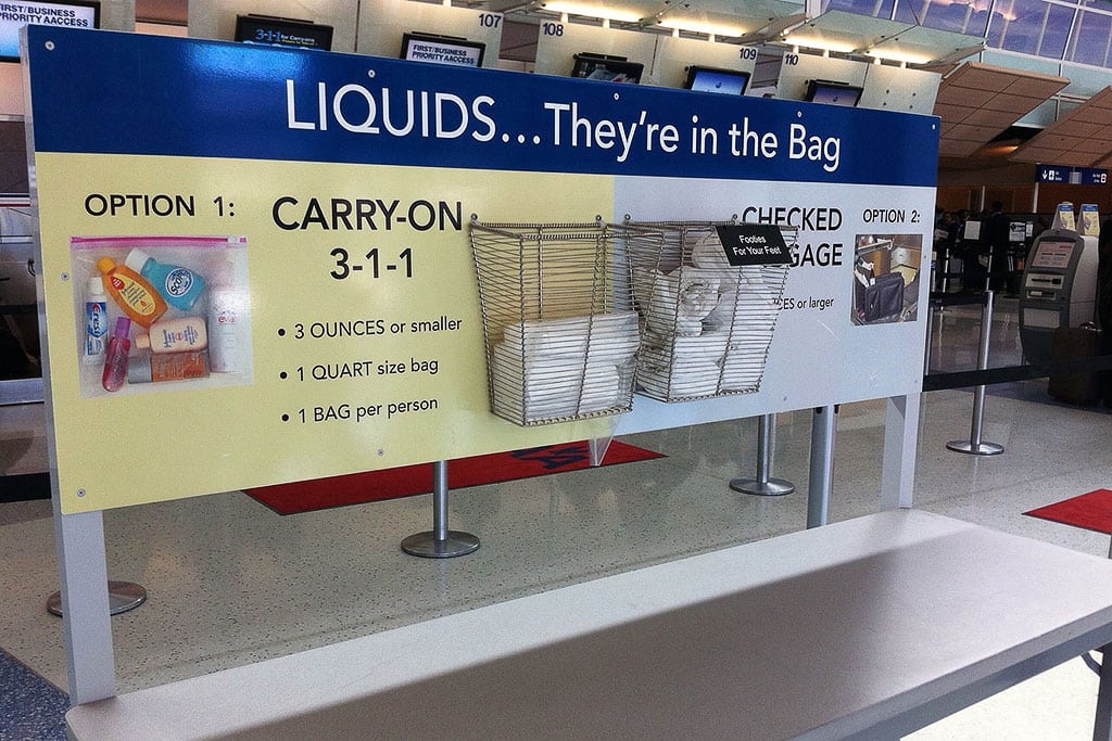 The existing TSA liquids warning. 