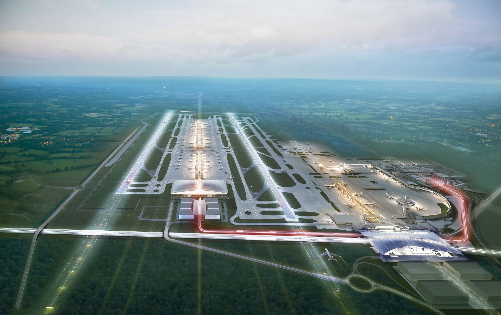 Farrell's London - image of a two-runway Gatwick/ Gatwick Airport.