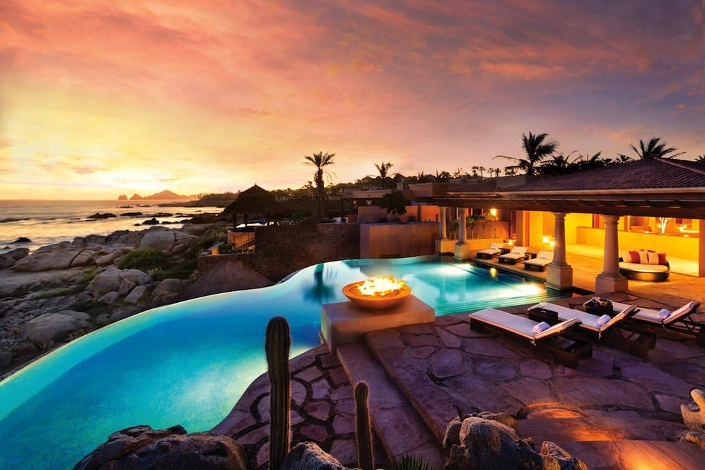 Inspirato's oceanfront Villa Buenaventura residence in Los Cabos, Mexico, boasts five bedrooms, a private beach, a private pool and multiple hot tubs. 