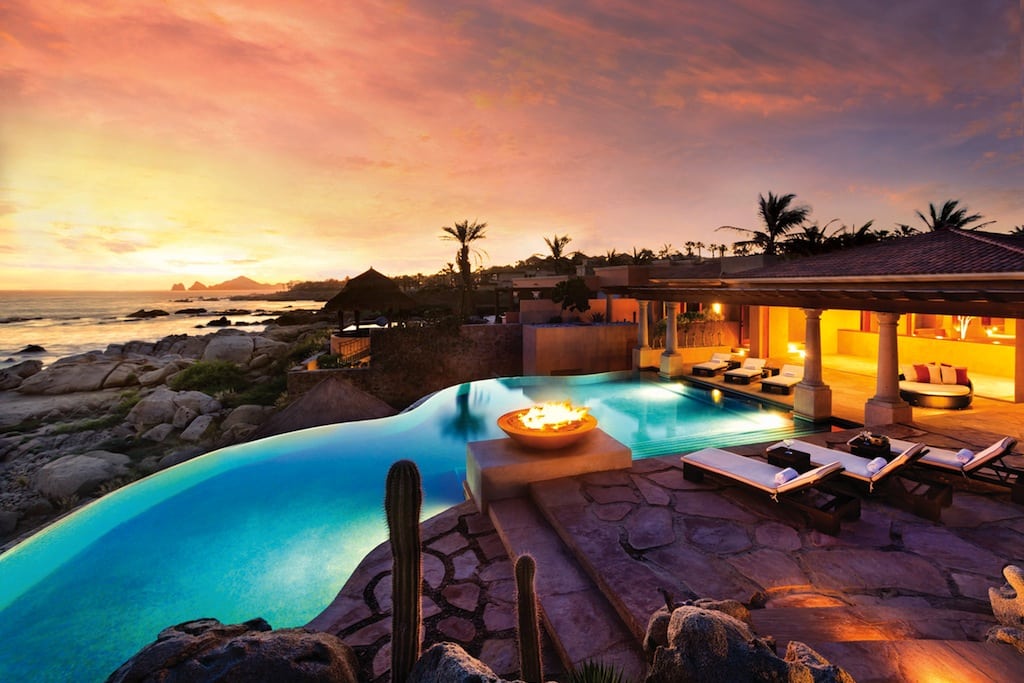 Inspirato's oceanfront "Villa Buenaventura" residence in Los Cabos, Mexico boasts five bedrooms, a private beach, a private pool and multiple hot tubs. 