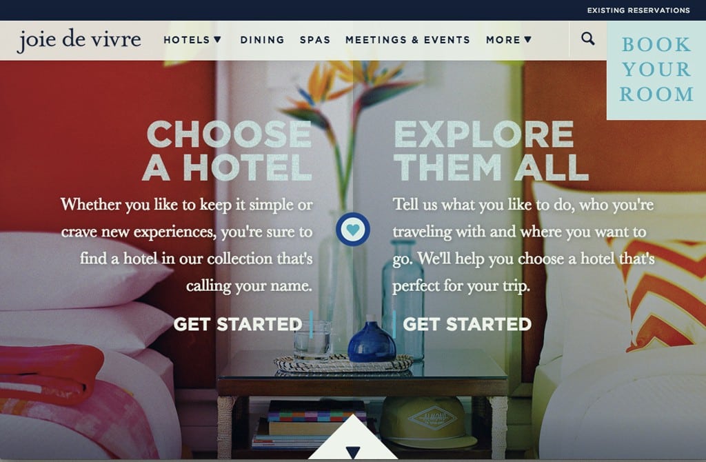 Homepage of the new JDVHotels.com.