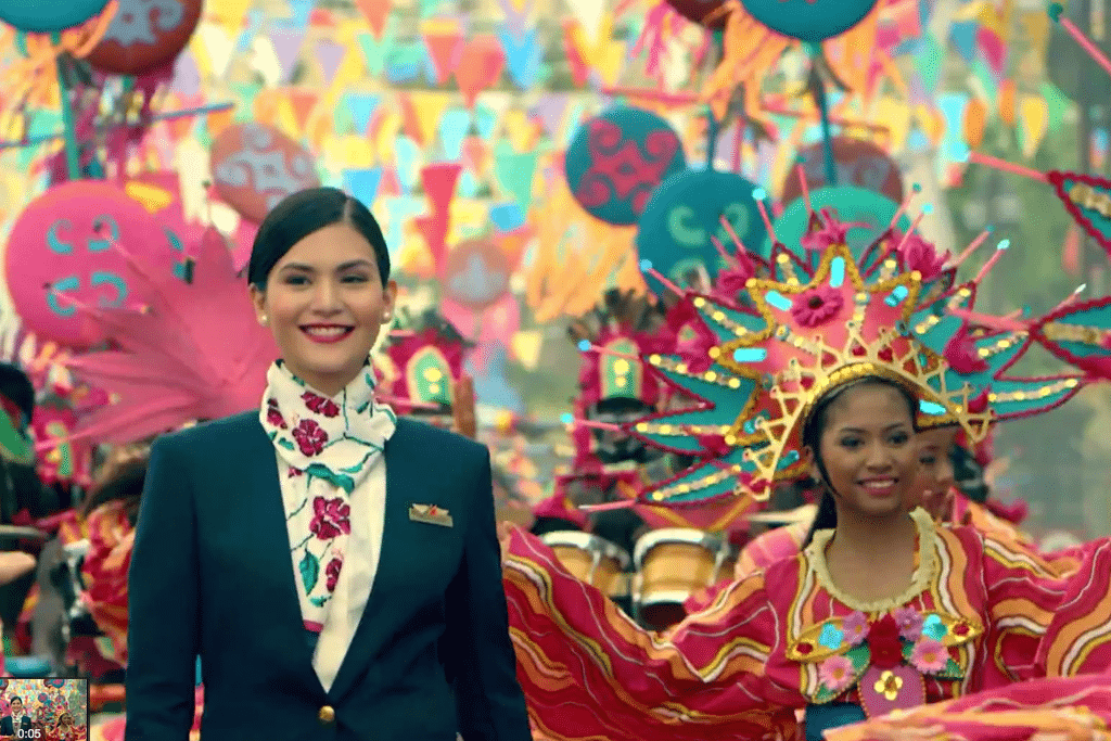 A Philippine Airlines flight attendants at a local fair. 