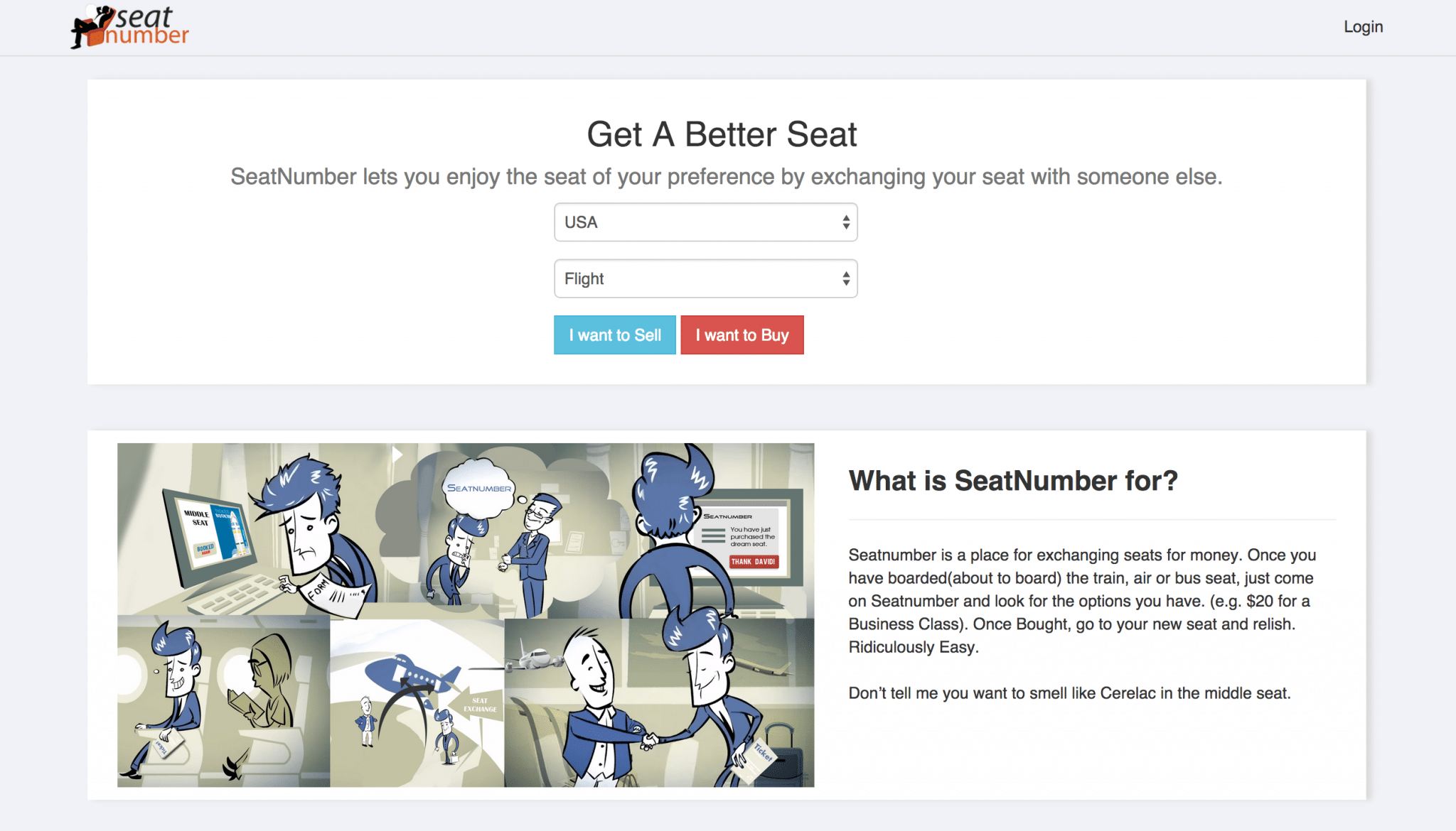 SeatNumber lets fellow travelers buy or exchange their seats on a plane, bus or train.