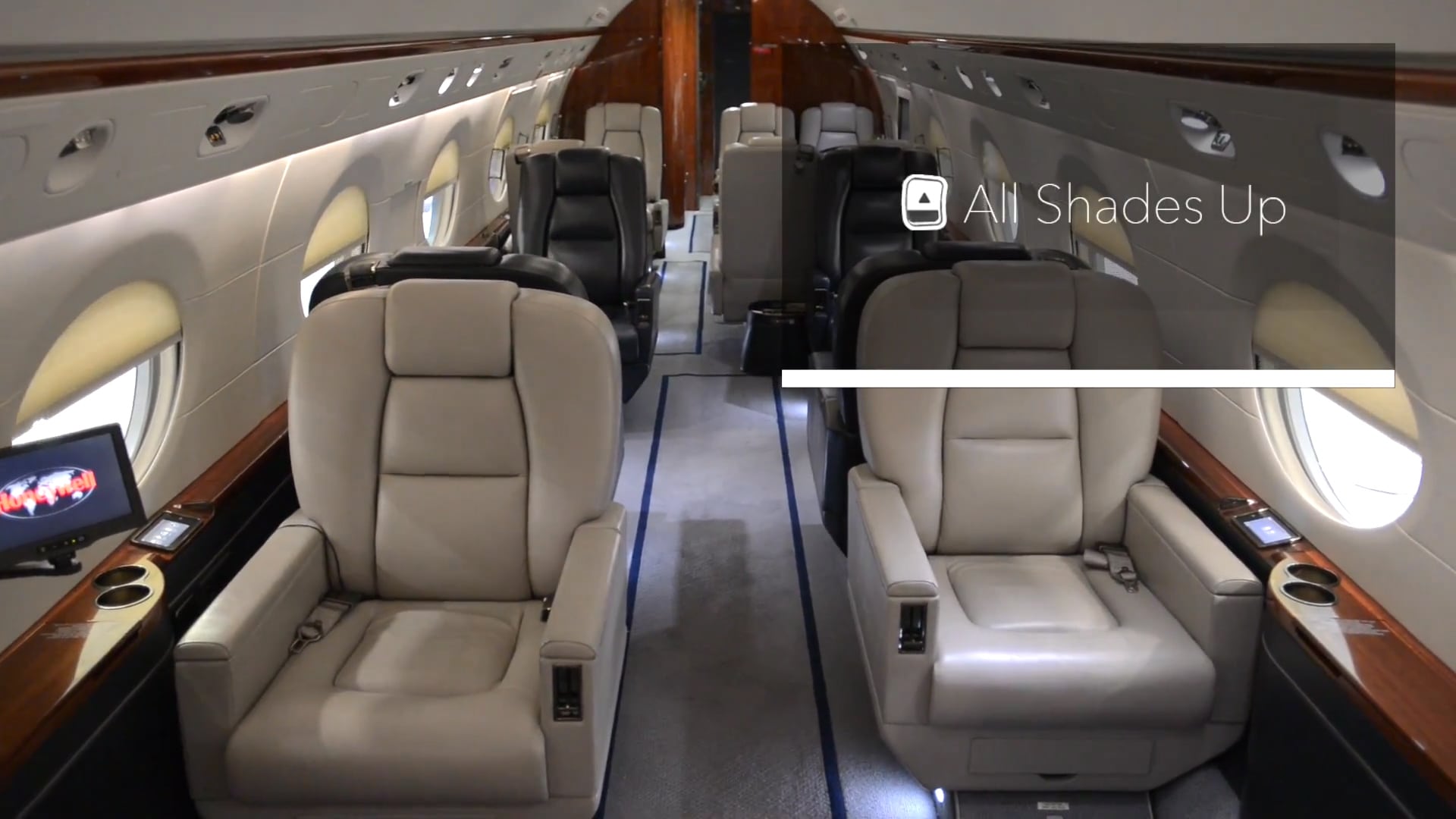 An example of what a private jet cabin would look like from through Honeywell's Google Glass app. 
