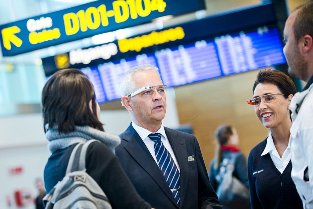 Special greeters at CPH equipped with Google Glass help passengers find their way during trials earlier this year.