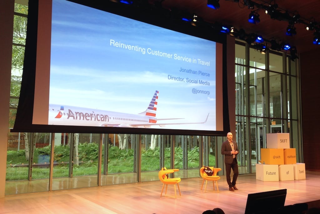 Jonathan Pierce speaking at Skift Global Forum in New York City on Oct. 9, 2014.