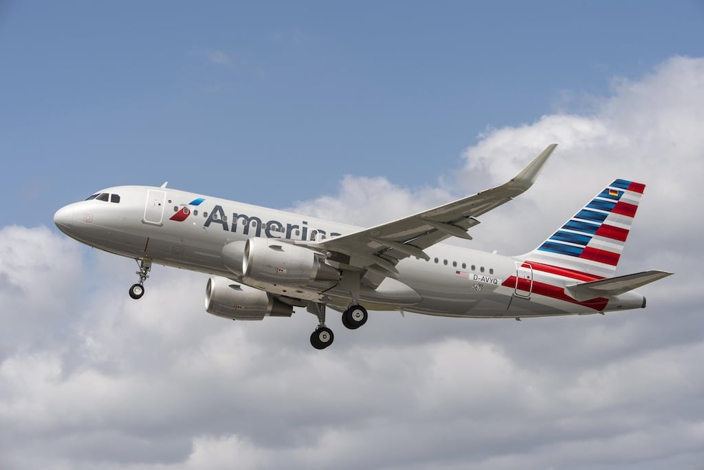A promotional image of an American Airlines plane with the lines' latest livery. 