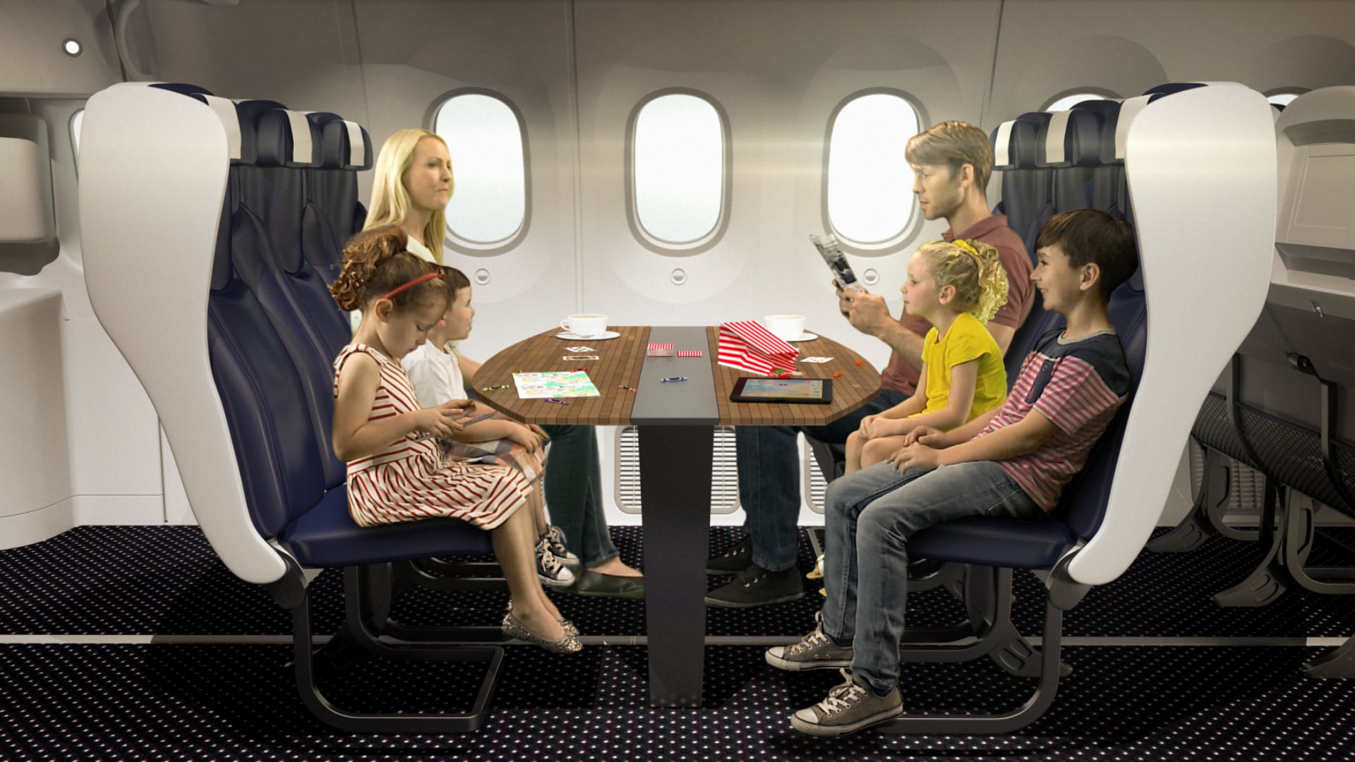 The new family cabin on Thomson Airways. 