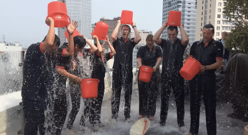 The Hyatt Team in Saigon takes the ALS ice bucket challenge.