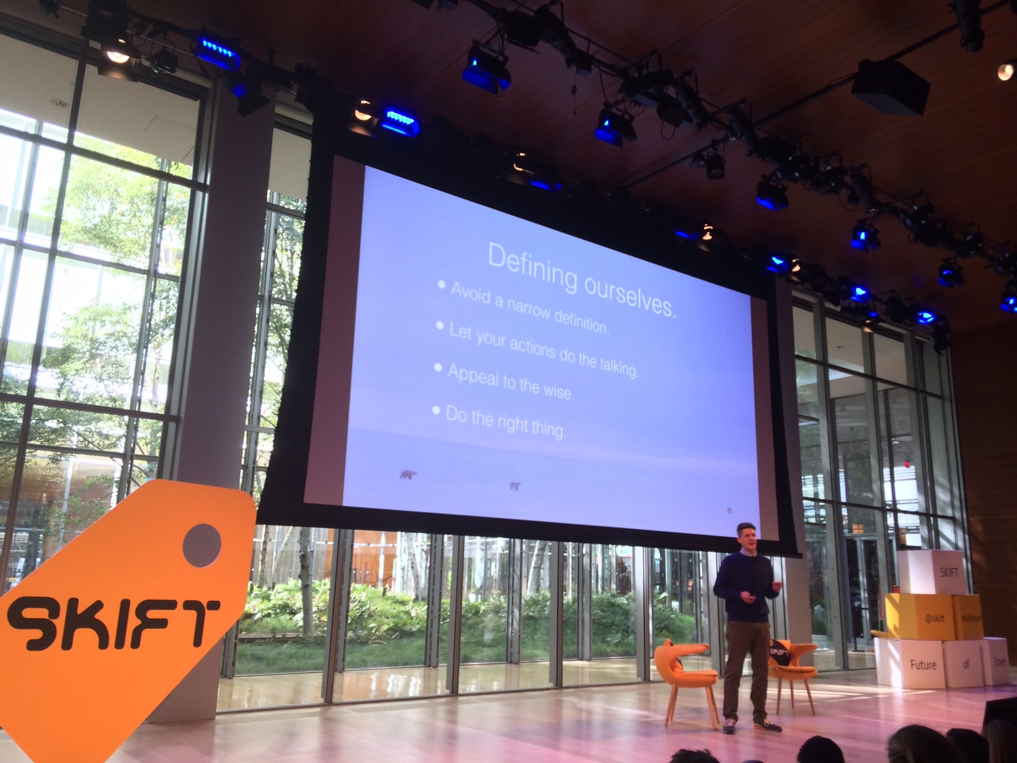 John Gunter speaking at the Skift Global Forum in New York City on Oct. 9, 2014. 