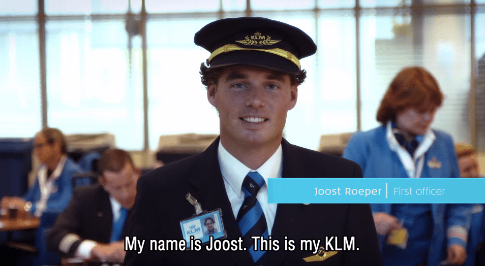 Video still from "KLM 95 years celebration – Our Pilot."