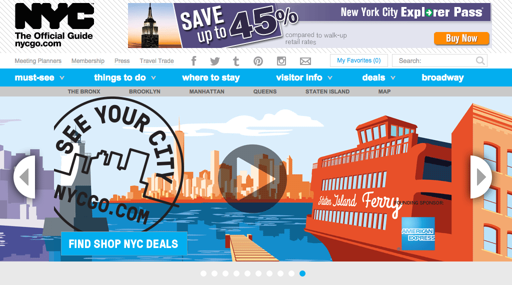 The homepage for NYC & Company's new "See Your City" campaign. 