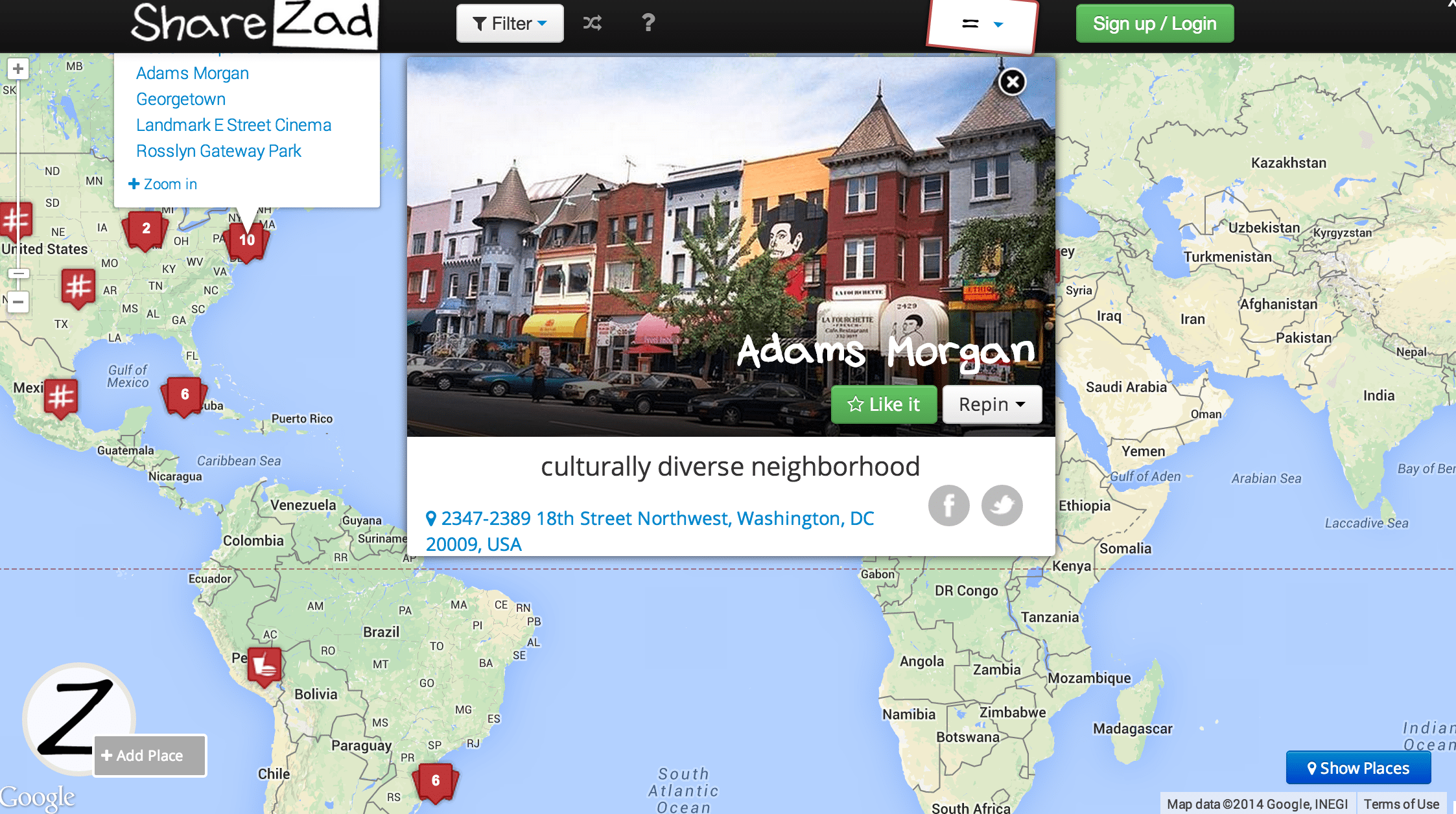 ShareZad is a tool for discovering local places to go according to your friends.