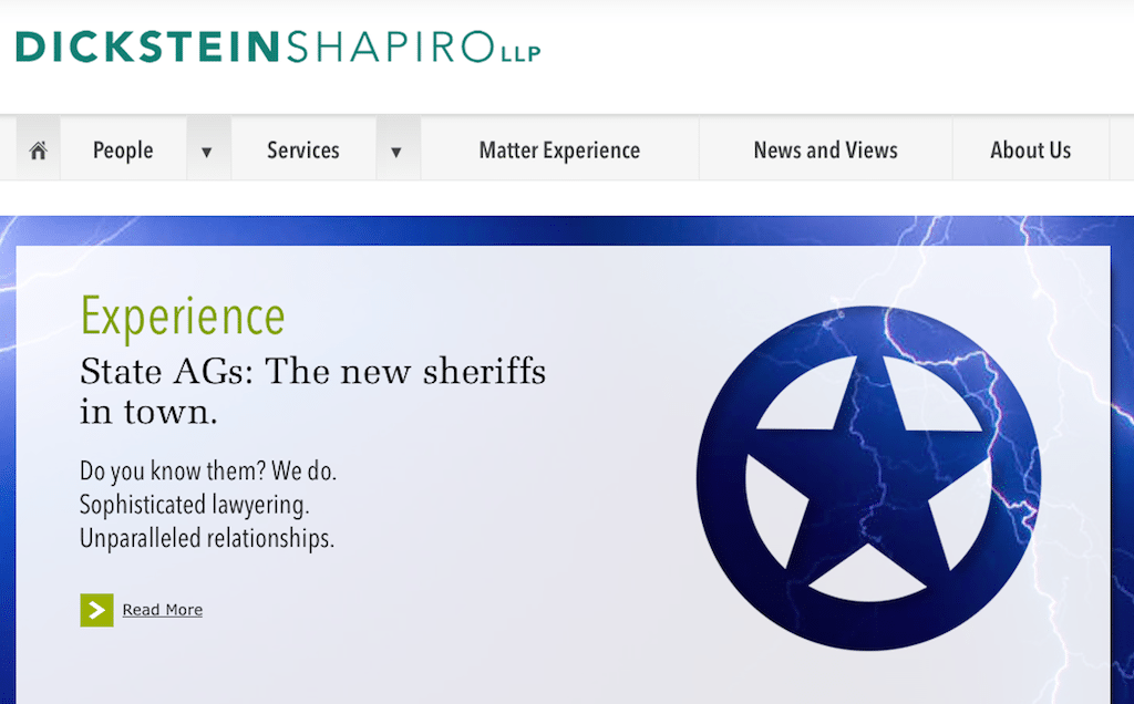 New York-based lobbying firm Dickstein Shapiro has a practice targeting state attorneys general, and has worked for online travel agencies on the hotel tax issue.