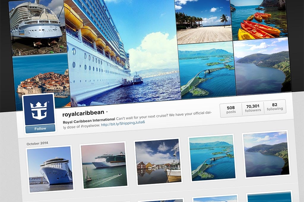 Royal Caribbean has developed one of the stronger cruise line followings on Instagram. 
