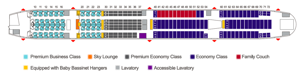 Seat map on China Airlines. 