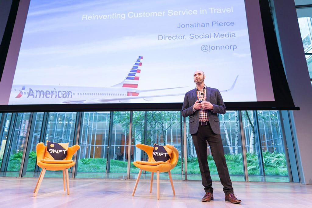 Jonathan Pierce, Head of Social at American Airlines, at the Skift Global Forum in New York City on October 9, 2014. 