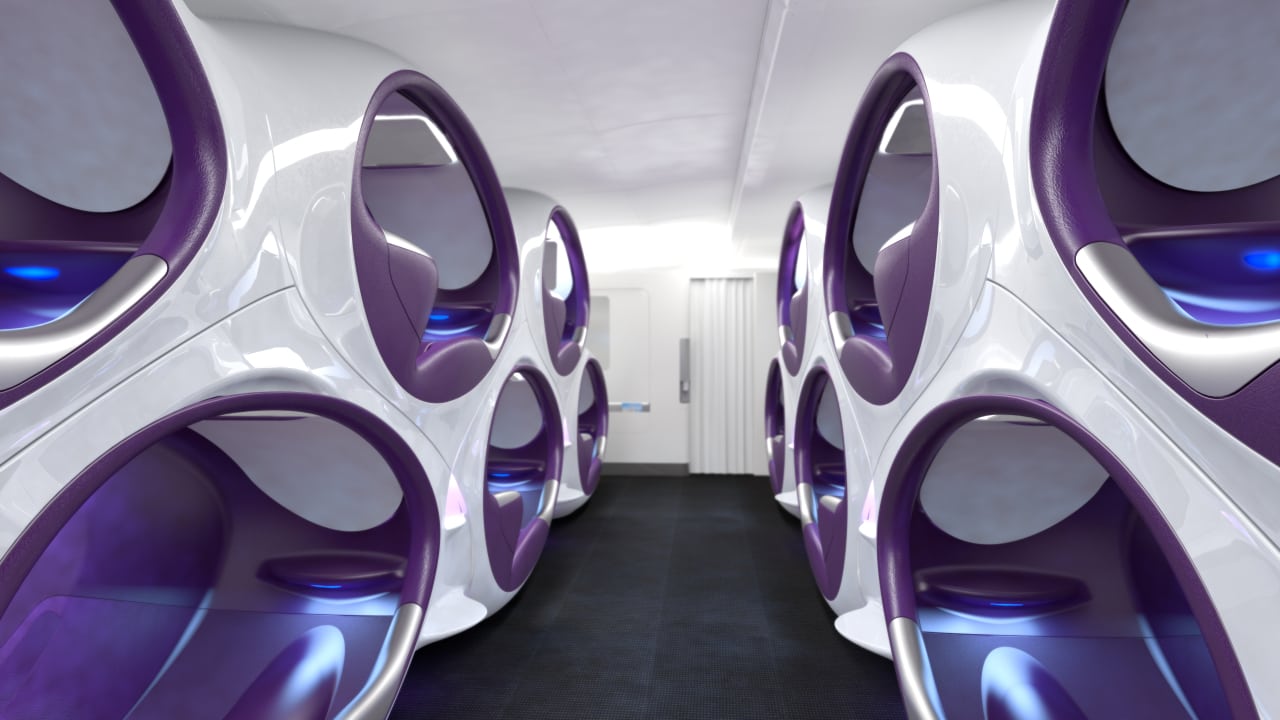Air Lair Seating Concept on A380 mid fuselage.