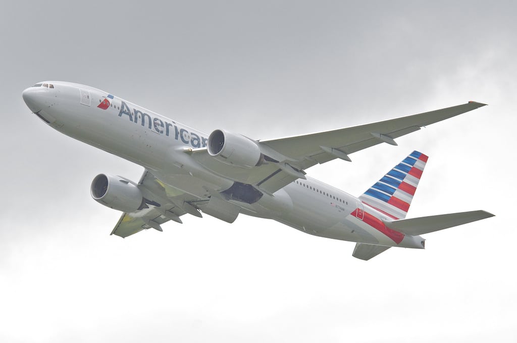 American Airlines' jet takes off from Dallas-Fort Worth Airport. 
