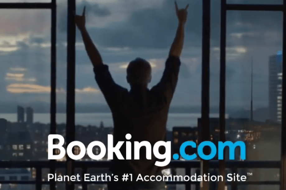 A still from Booking.com's 'Booking Epic' TV commercial