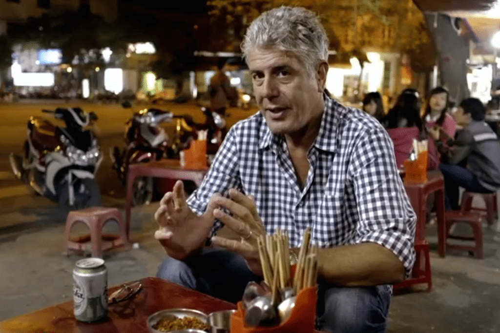 Anthony Bourdain is very happy to be back in Vietnam. 