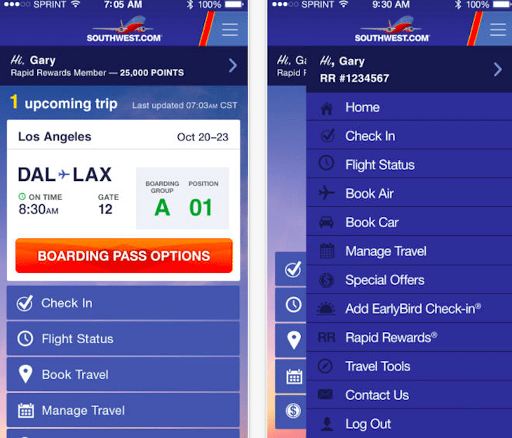 Southwest touts its Wi-Fi and onboard entertainment for use on travelers mobile devices. 