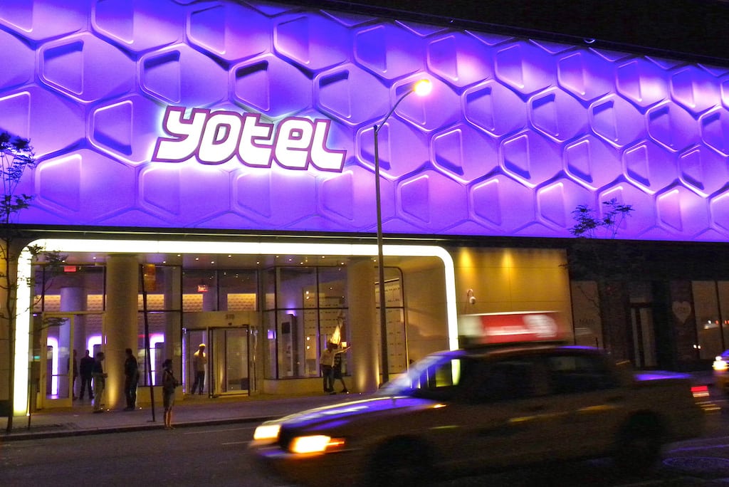 The entrance to a Yotel in New York City. 