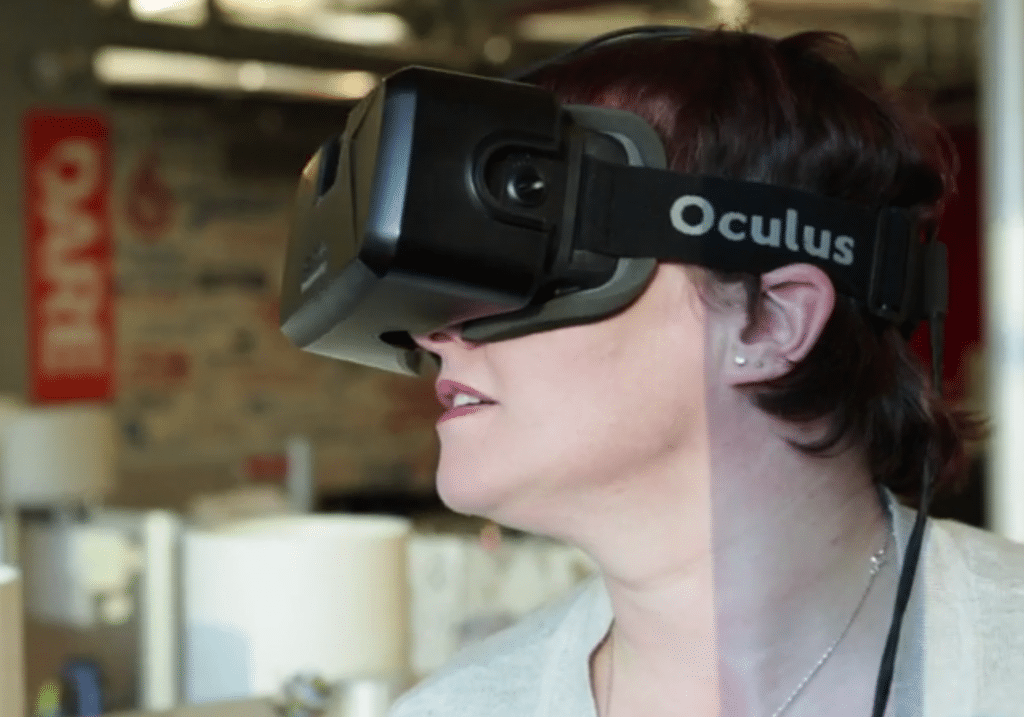A user trying out the Oculus Rift technology.