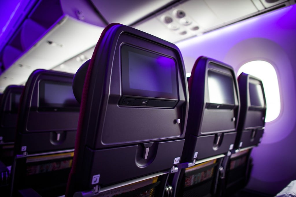 Routehappy is trying to build a business around enabling airlines to better organize and manage their ancillary services. Pictured is the interior of Virgin Atlantic's 787-9 aircraft, called 'Birthday Girl.' 