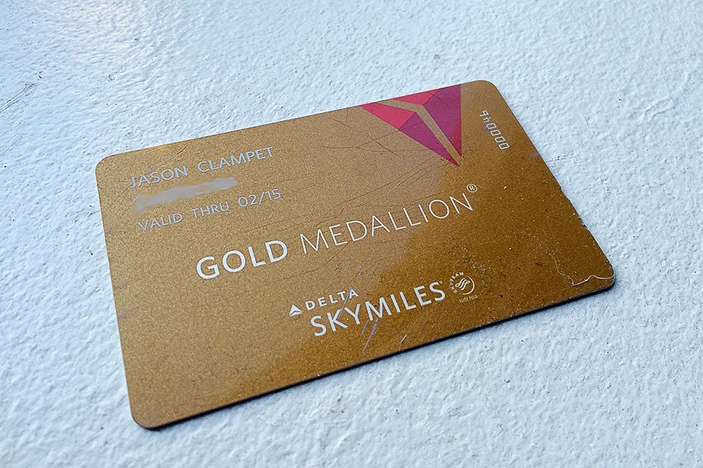 A Delta SkyMiles Gold membership card. 